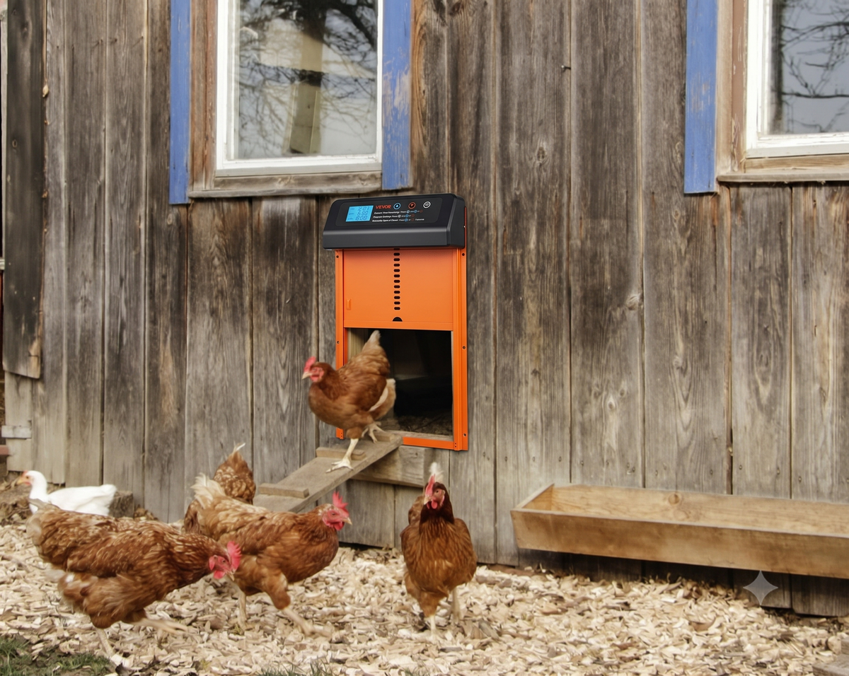 Automatic Chicken Coop Door – Battery Powered with Timer & Anti-Pinch Safety